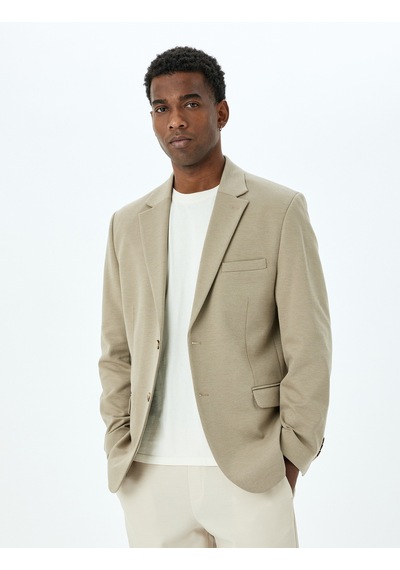 Koton Mono Yaka Uzun Kollu Düğmeli Klasik Slim Fit Blazer Ceket Bej 5sam50001hk Ekru