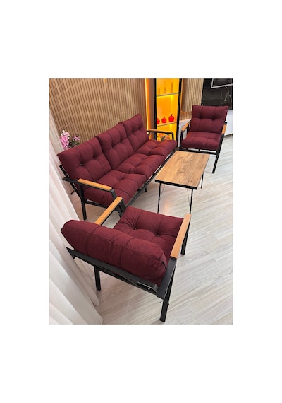 Houseart Balkon, Bahçe,teras,cafe - Salon - Metal Kanepe Koltuk Takımı - 3 1 1 Sehpa Bordo Houseart Balkon, Bahçe,teras,cafe - Salon - Metal Kanepe Koltuk Takımı - 3 1 1 Sehpa Bordo