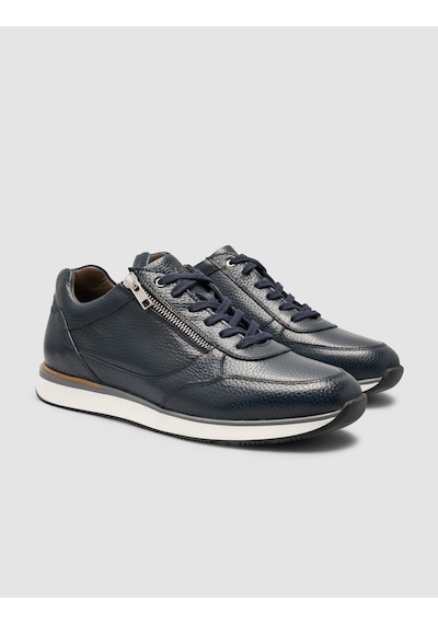 Cabani %100 Hakiki Deri Lacivert Bağcıklı Ve Fermuarlı Erkek Sneaker Lacivert
