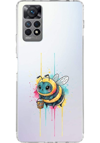 Redmi Note 12 Pro 4g İle Uyumlu Splash Arı Tasarımlı Şeffaf Silikon Kılıf Şeffaf