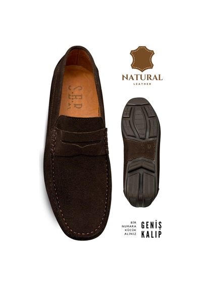Sermoda Erkek Loafer - Hakiki Deri Rok Loafer Erkek Ayakkabı Süet Kahve