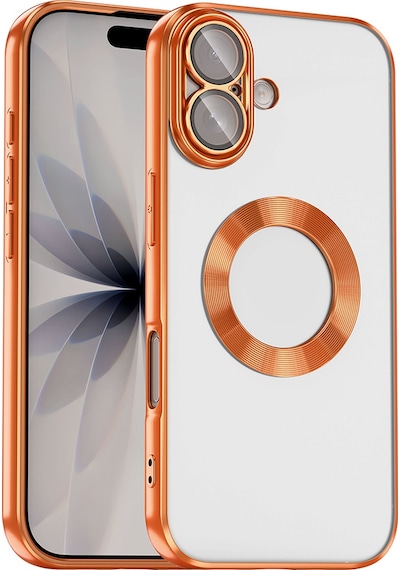 Apple Uyumlu iPhone 17 Kılıf Kamera Korumalı Logo Gösteren Zore Omega Kapak Turuncu