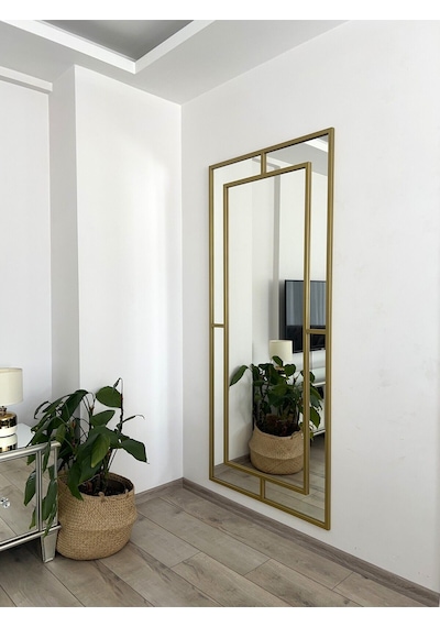 Effe Gold Metal Çerçeveli Yıldız 180x80 Cm Dekoratif Ayna
