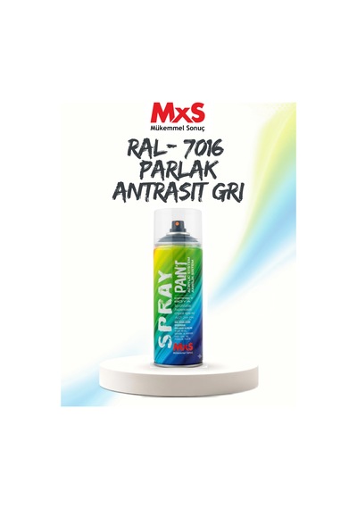 Mxs Ral 7016 Parlak Antrasit Gri Akrilik Sprey Boya 400 Ml Siyah