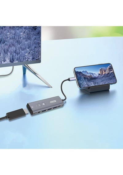 Go Des Gd-6903 Type-c Bağlantılı 6in1 Hub Adaptör Usb3.0/hdmi/pd 100w/4k Ultra Hd 30hz/5gbps Gri