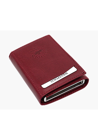 Westpolo Hakiki Deri Kağıt Para Bölmeli Unisex Mekanizmalı Cüzdan - Bordo Bordo