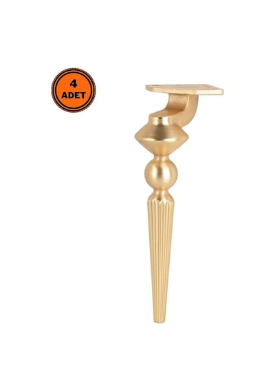 4 Adet Tuva Lüx Metal Ayak 21 Cm Mat Altın Mobilya Koltuk Ayağı