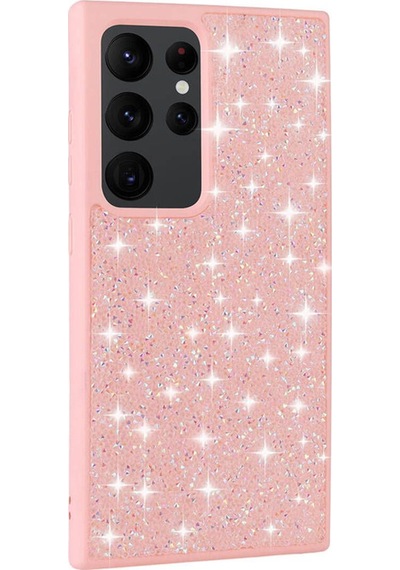 Galaxy S24 Ultra Uyumlu Parlak Taşlı Tasarım Pırlanta Csm Zore Kılıf-pembe