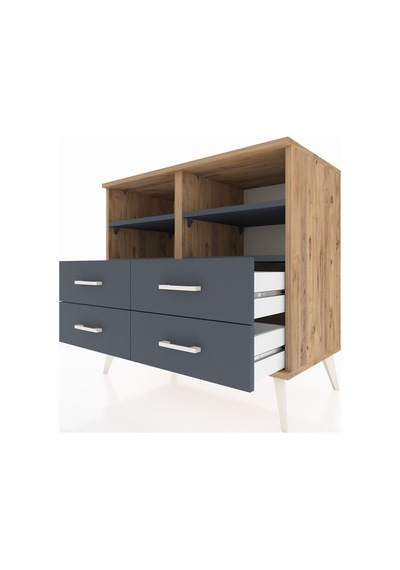 Hyperion Şifonyer 4 Raflı 4 Çekmeceli 88x44x80 Çam-antrasit Antrasit Hyperion Şifonyer 4 Raflı 4 Çekmeceli 88x44x80 Çam-antrasit Antrasit