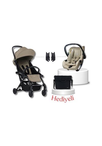 Bumprider Connect³ Black-Sand Bebek Arabası & Connect TRN Grup 0+ Oto Koltuğu Sand & Oto Koltuk Adaptörü