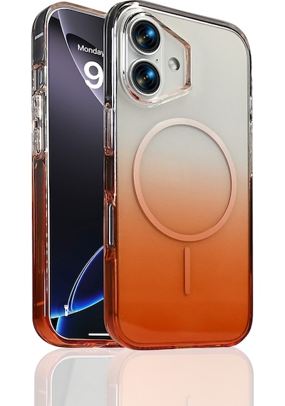 Apple, Uyumlu iPhone 16 Kılıf M-safe Şarj Özellikli Zore Septik Silikon Kapak Turuncu