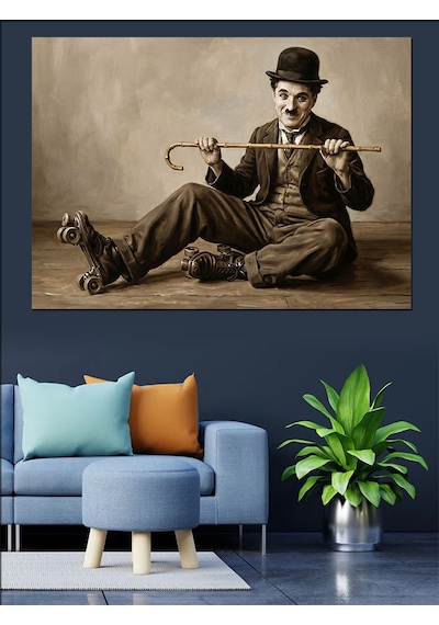 Ahşap Tablo Bastonuyla Oturan Şık Modern Adam