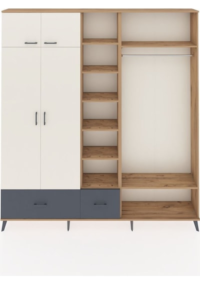 Arges Dolap 12 Raflı 2 Çekmeceli 2 Askılı 220x30x243 Çam-aytaşı/antrasit Aytası/antrasıt Arges Dolap 12 Raflı 2 Çekmeceli 2 Askılı 220x30x243 Çam-aytaşı/antrasit Aytası/antrasıt