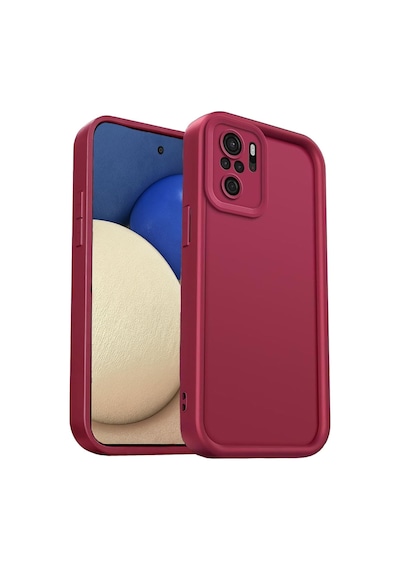 Fibaks Redmi Note 10/10s Uyumlu Kılıf Kamera Korumalı Yumuşak Dokulu Darbe Emici Bordo Silikon Kapak