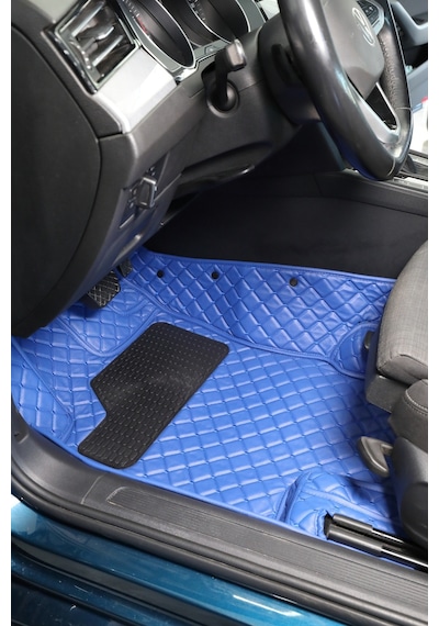 Fıat Doblo Geniş Aile 2012-2023 Özel Mavi Renk 8d Diamond Premium Kaymaz Deri Oto Paspas