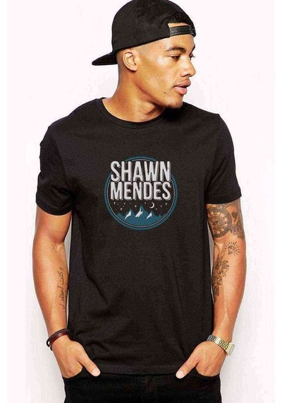 Shawn Mendes Mountain Baskılı Siyah Erkek Tshirt