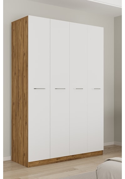 Aeka Ae-3190 Burç 4 Kapaklı Çok Bölmeli Askılı Raflı Ve Çekmeceli 210x140x53cm Gardırop Çam - Beyaz Aeka Ae-3190 Burç 4 Kapaklı Çok Bölmeli Askılı Raflı Ve Çekmeceli 210x140x53cm Gardırop Çam - Beyaz