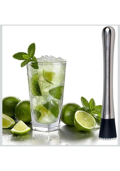 Paslanmaz Çelik Mojito Tokmağı Kokteyl Muddler, Siyah Silikon Uçlu, Mojito Ve Karışık İçecekler İçin Bar Ezici