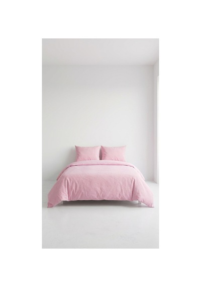 4 Parça Lastikli Çarşaflı Pamuklu Kumaş Çift Kişilik Nevresim Takımı Pembe - 731883480 Pembe