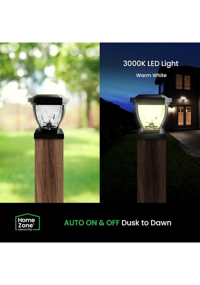 Home Zone Security Dış Mekan Solar Direk Başlığı Işıkları - Siyah