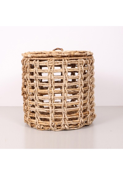 Side Doğal Abaka 33x33 Cm Kapaklı Çamaşır Ve Dekorasyon Sepeti Bej