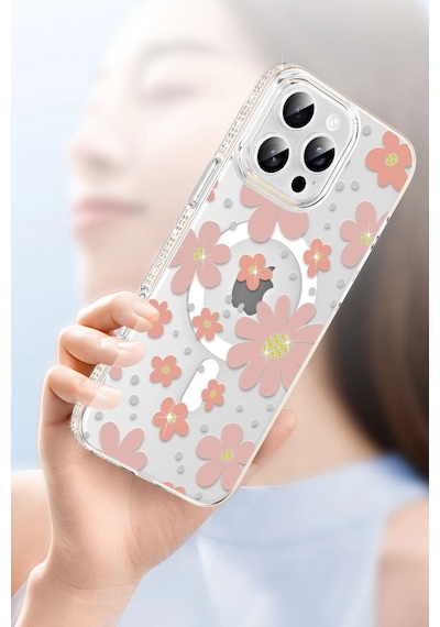 Joko Apple iPhone Uyumlu 16 Pro Max Floral Magsafe Kapak - Pembe Diğer