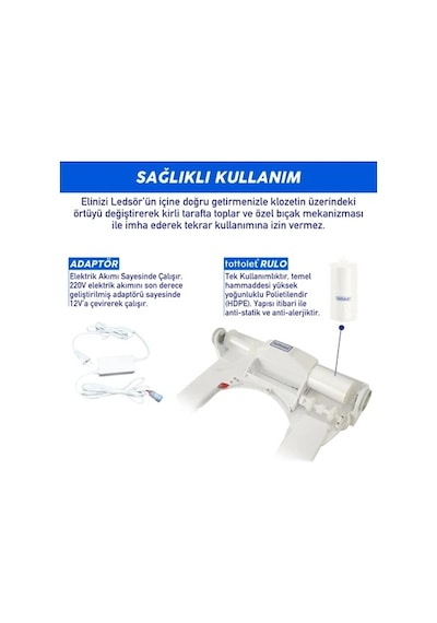 Tottolet Klozet Beyaz Kapak Sistemi Ledsörlü 12 V Beyaz