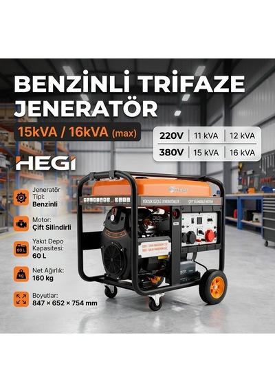 Hegı Benzinli Trifaze Jeneratör 15kva/16kva Max -26948
