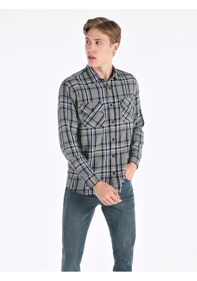 Colin's Colins Regular Fit Mavi Erkek Uzun Kol Gömlek Cl1065946 Mavi