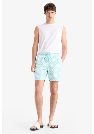 Defacto Regular Fit Desenli File Astarlı Kısa Boy Deniz Şortu E0977ax25hsgn1101 Yeşil