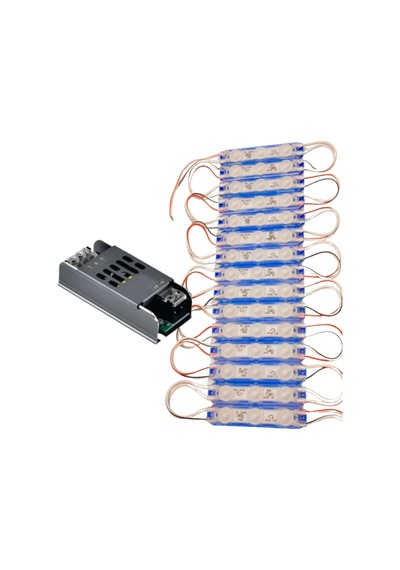 20 Adet 12 Volt 1.5 Watt 3 Lensli Mavi 2835 Smd Led Modül Ip65 Modül 5a Trafo Set Mavi