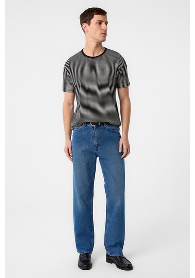 Antioch Regular Fit Çizgili Erkek T-shirt Siyah