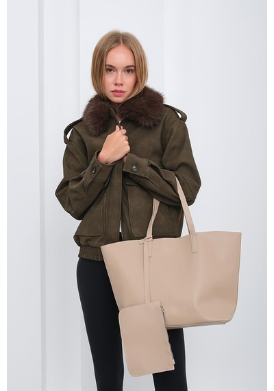Shule Bags Carrie Cüzdanlı Omuz Çantası Bej Bej
