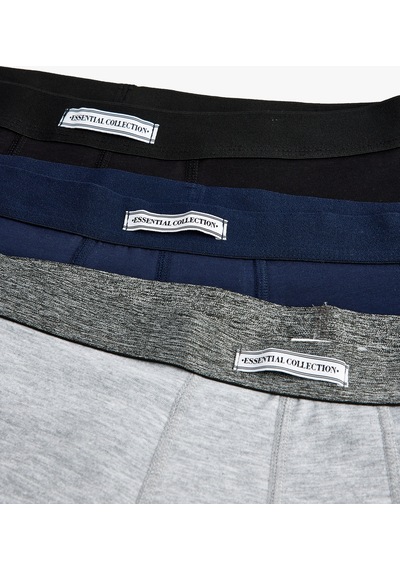 Koton Pamuklu Regular Fit Etiket Detaylı 3 Lü Boxer Seti Lacivert 7wlm90004mk