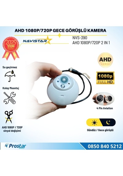 Mini Boyutlu Ahd 1080p Ve 720p Dönüşümlü Gece Görüşlü Dome Kamera