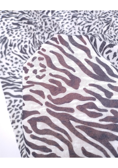 Siyah Beyaz Zebra Desende İncecik Tiril Tiril Triko Örme Kumaş Hırkalık & Kazaklık En: 150cm-12434 Siyah,beyaz
