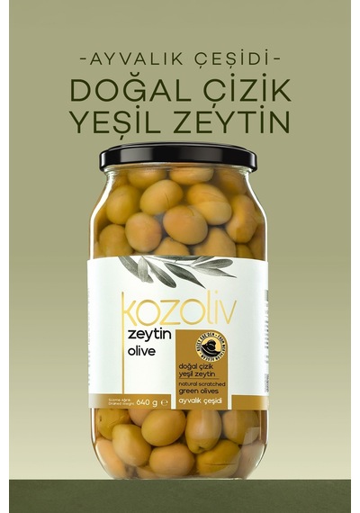 Kozoliv Doğal Ayvalık Çeşidi Çizik Yeşil Zeytin Cam 640 G