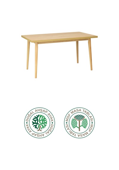 Vilinze Avanos Ahşap Sabit Mdf Naturel Mutfak Masası - 80x140 Cm Naturel Naturel