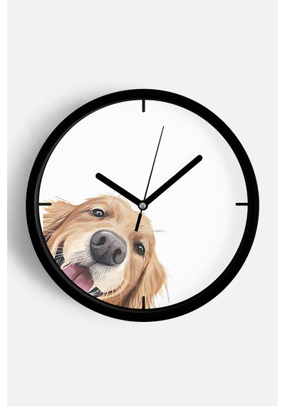 Sevimli Köpek Temalı Çocuk Odası Modern Duvar Saati - 25cm - Önü Camlı Siyah Kasa - Sessiz Mekanizma-jh0015 Siyah