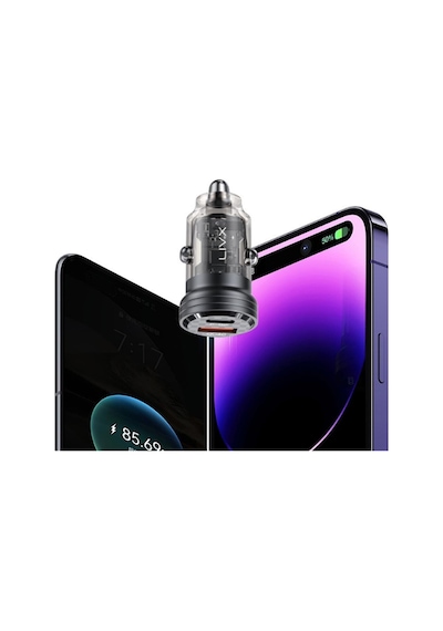 Livx Transparent 45w Pd/qc Mini Araç Şarj Cihazı Ve 50cm Hızlı Şa