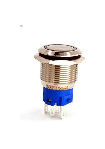 19mm Yaylı Metal Buton Yeşil Işıklı 1no/1nc Anahtar 12v 24v
