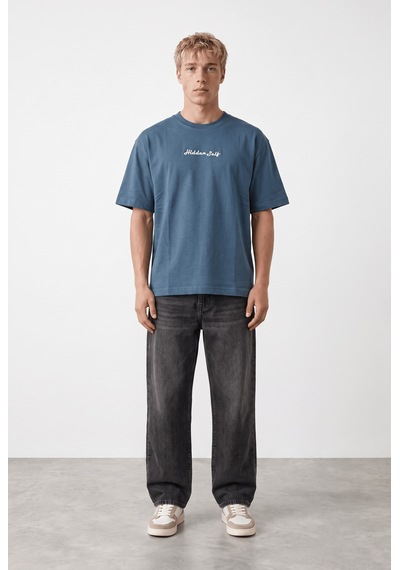 Respire Erkek Hidden Self Baskılı Oversize T-shirt Petrol