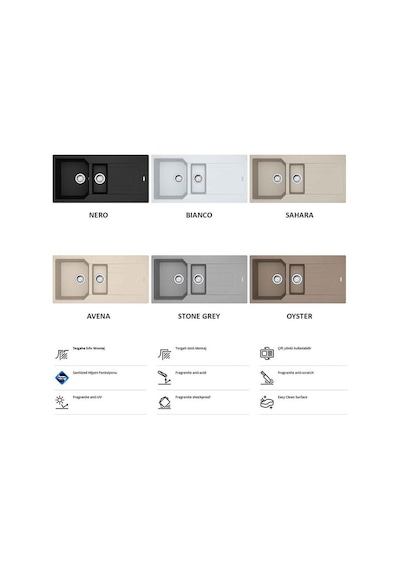 Franke Urban Ubg 651-100 Granit Nero Evye + Active Plus Doccia Nero Armatür Siyah