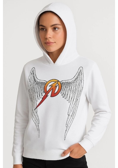 Metallica İki İplik Kapüşonlu Ön Ve Arka Baskılı Hoodie - Beyaz - Beyaz