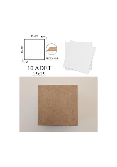 Ayrex 3 Mm 15x15 Mdf Plaka 10 Adet - Hobi, Maket, Ahşap El Sanatları İçin Uygun 10 Lu Paket
