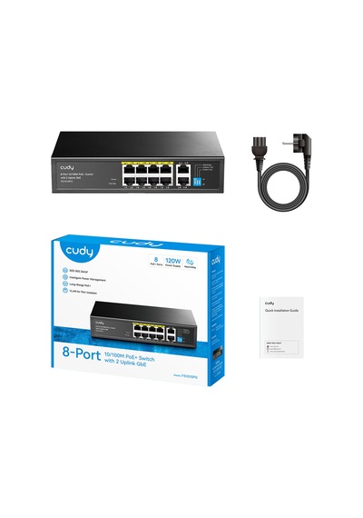 Cudy Fs1010pg - 8-port 10/100m Poe+ Switch With 2 Gigabit Uplink Ports 120w