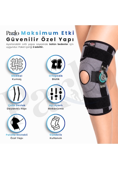 Açı Ayarlı Ve Patella Destekli Dizlik 1 Çift Fleksiyon Ekstansiyon Kontrollü Ortopedik Diz Desteği