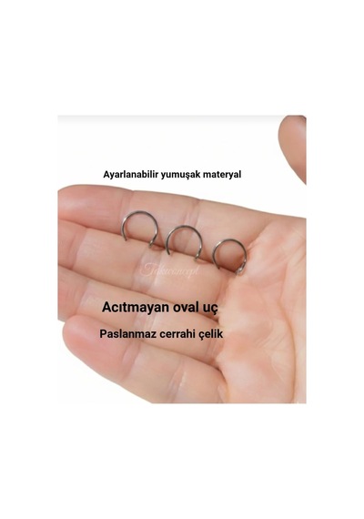 Takıconcept Deliksiz Çelik Sıkıştırmalı Halka Hızma, 3 Adet Set, Gümüş, Unisex Kulak Burun Piercingi Genel