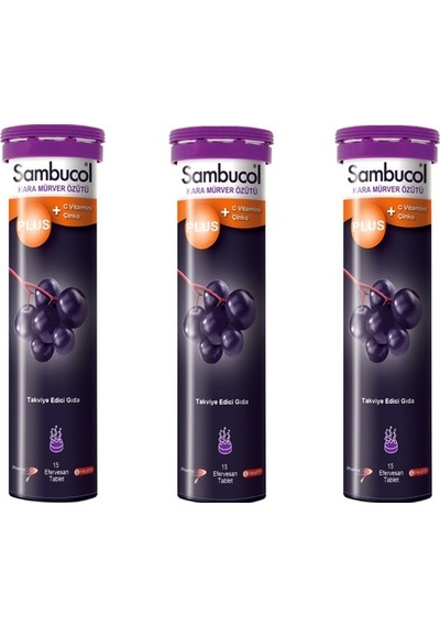 Sambucol Plus Efervesan 15 Tablet Karamürver 3 Kutu