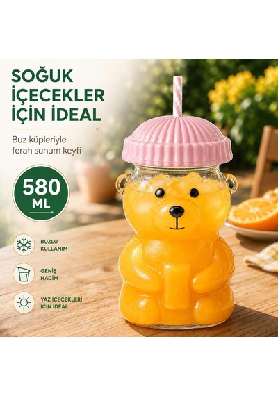 Ayıcıklı Cam Bardak 580 Ml - Pipetli Kapaklı Borosilikat İçecek Bardağı - Soğuk Kahve Smoothie Limonata Su İçin Sevimli Ayı Tasarım - Hediye Kupa Dekoratif Sunum - Pembe Beyaz - Çok Renkli Ayıcıklı Cam Bardak 580 Ml - Pipetli Kapaklı Borosilikat İçecek Bardağı - Soğuk Kahve Smoothie Limonata Su İçin Sevimli Ayı Tasarım - Hediye Kupa Dekoratif Sunum - Pembe Beyaz - Çok Renkli